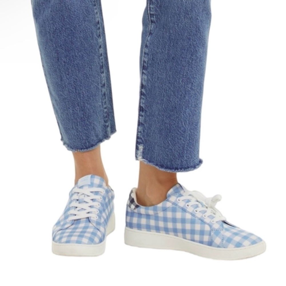 Draper James by Reese Witherspoon blue and white gingham Harper sneakers sz 8
